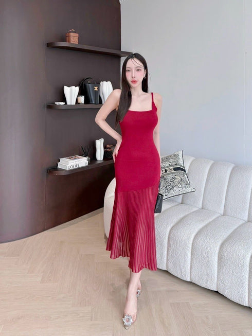 SIRINNN KNITTED Spaghetti Strap Maxi Dress